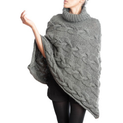 Hand knitted Poncho "Jawira" - Alpaca Wool