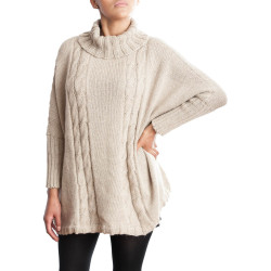 100% Alpaca high-necked sweater/poncho