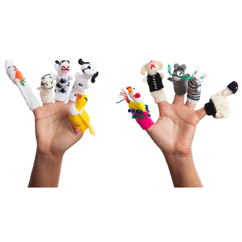 Set of 10 “Farmer” finger puppets with case