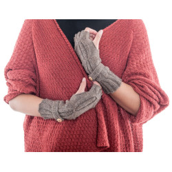 Cablestitch wrist warmers with buttons - Pure Alpaca Wool