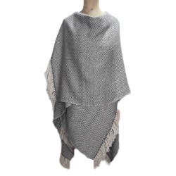Brocade cape poncho - Baby Alpaca Wool