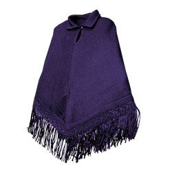 Poncho with rayon Silk Fringes - Alpaca Wool 