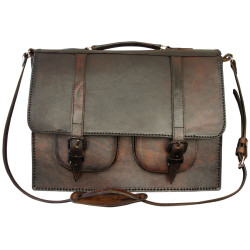 2 pockets Briefcase with shoulder belt - Genuine Leather